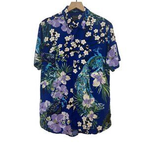 Guess Shirt Men's Button Down Floral Peacock Men's Size MED Slim Fit